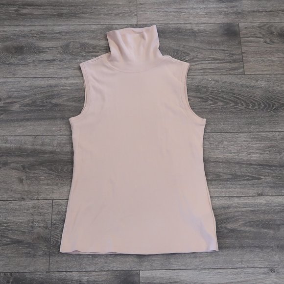 🔥Turtleneck Tight Fitted/Stretchy Sleeveless Shirt-L Pink Montego Tank Top - Picture 9 of 11